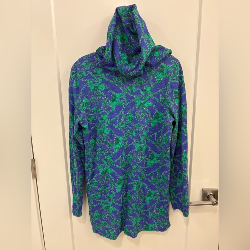 Lilly Pulitzer Noelle Hooded Coverup Tunic in Loopy Elephants Size Large - Picture 10 of 14
